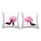 Stupell Industries Glam Fashion Heels Pink Black Flower Shoes 2 Pillows, Each 18" x 18"